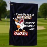I Found The Key To Happiness, Surround Yourself With Chickens Golf Towel thumb 1