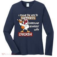 I Found The Key To Happiness, Surround Yourself With Chickens Women's Long Sleeve Shirt thumb 0