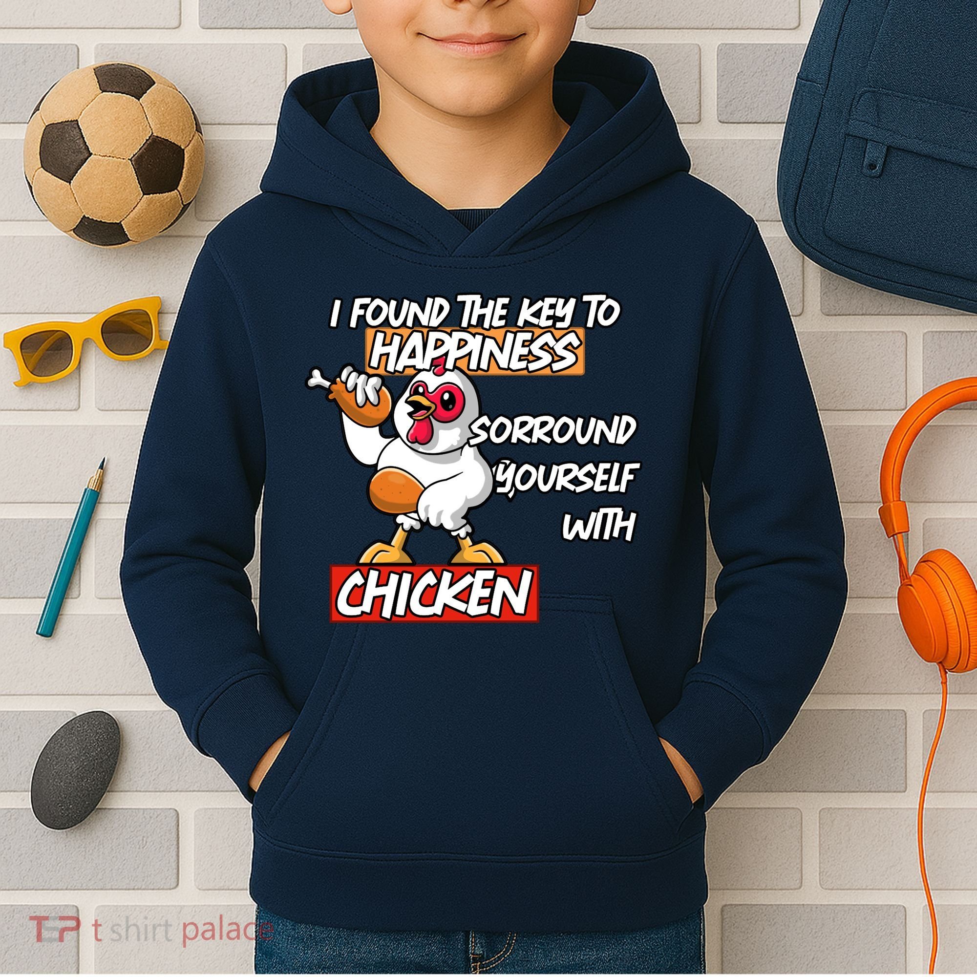 I Found The Key To Happiness, Surround Yourself With Chickens Kids Hoodie