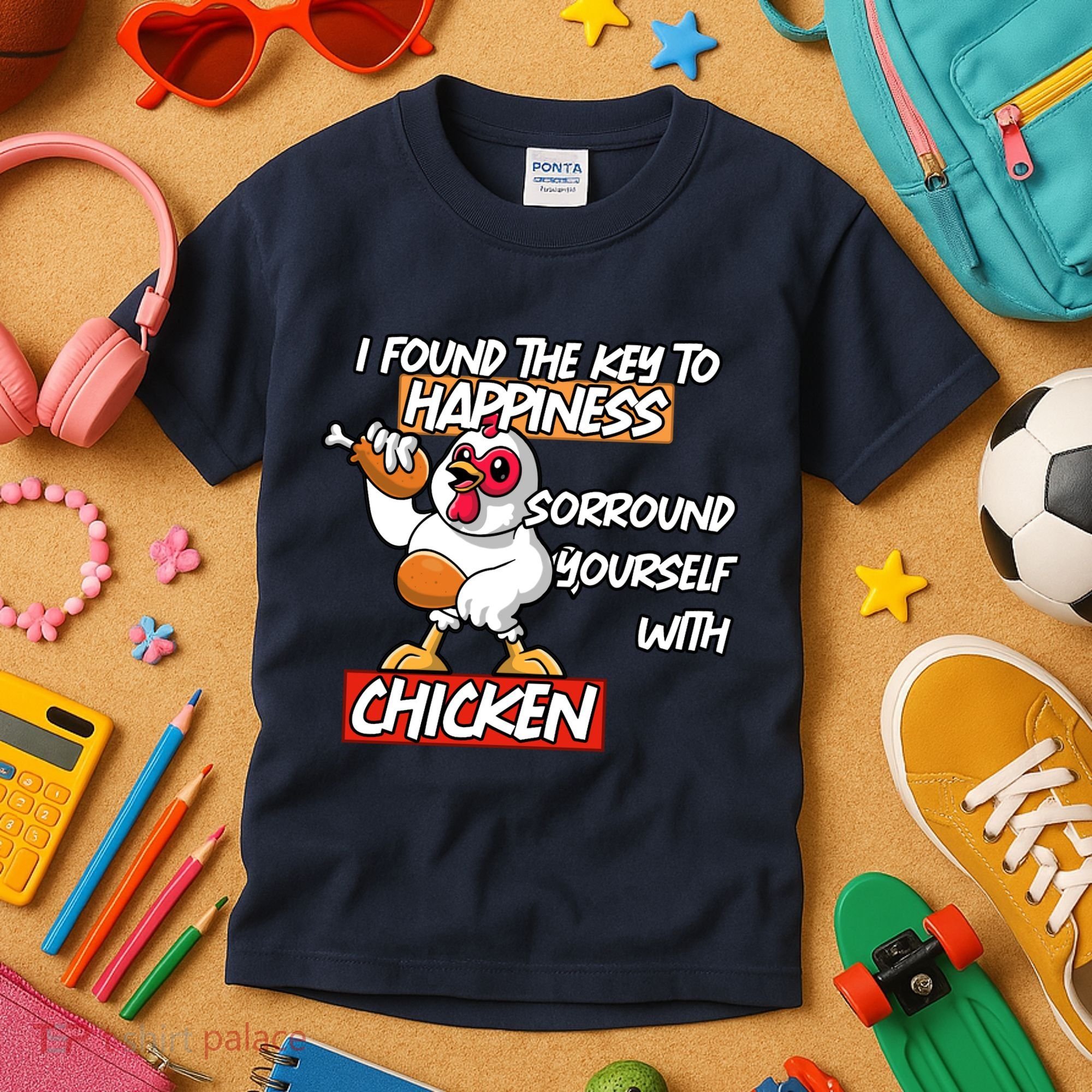 I Found The Key To Happiness, Surround Yourself With Chickens Kids T-Shirt
