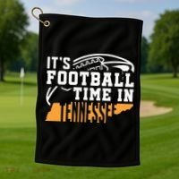 ItS Football Time In Tennessee Orange And White Golf Towel thumb 1