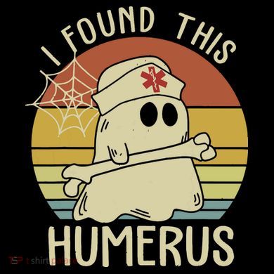 I Found This Humerus Halloween Nurse Nursing Ghost Humorous Stripe Pom Pom Beanie