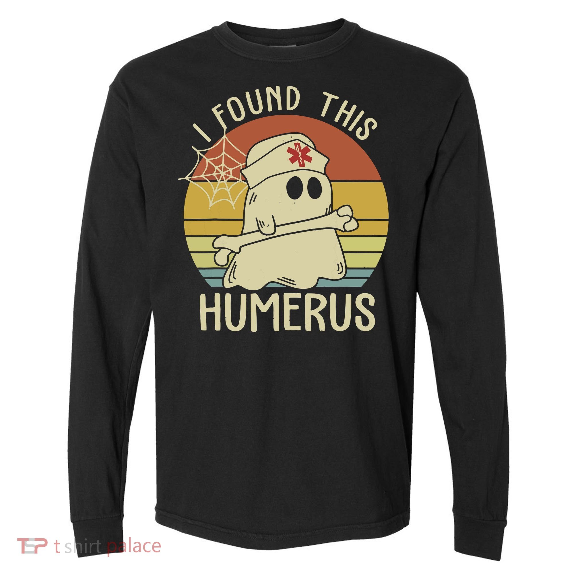 I Found This Humerus Halloween Nurse Nursing Ghost Humorous Comfort Colors Heavyweight Long Sleeve T-Shirt