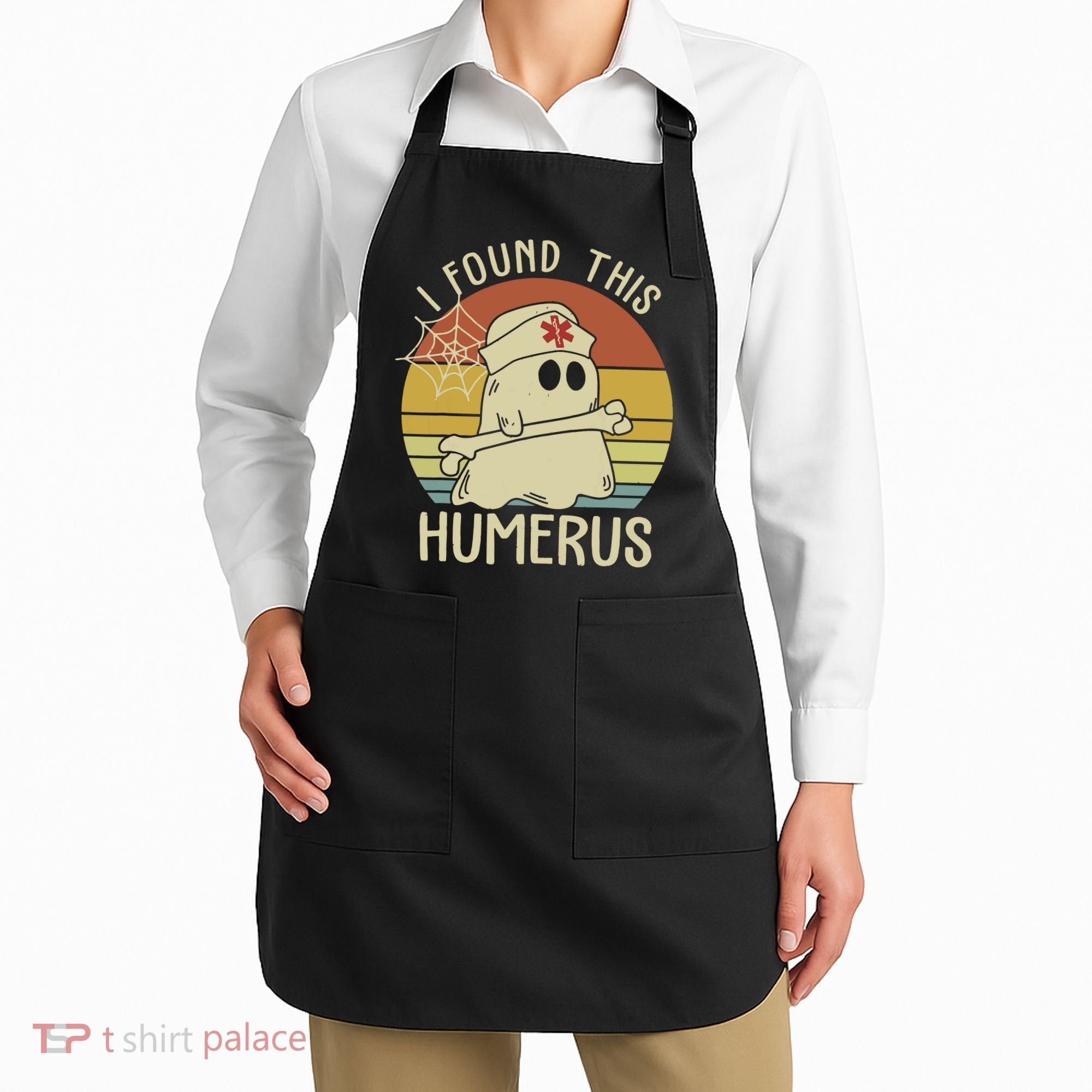 I Found This Humerus Halloween Nurse Nursing Ghost Humorous Apron