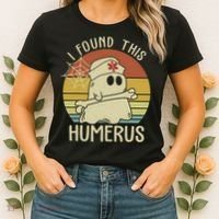 I Found This Humerus Halloween Nurse Nursing Ghost Humorous Women's T-Shirt thumb 2