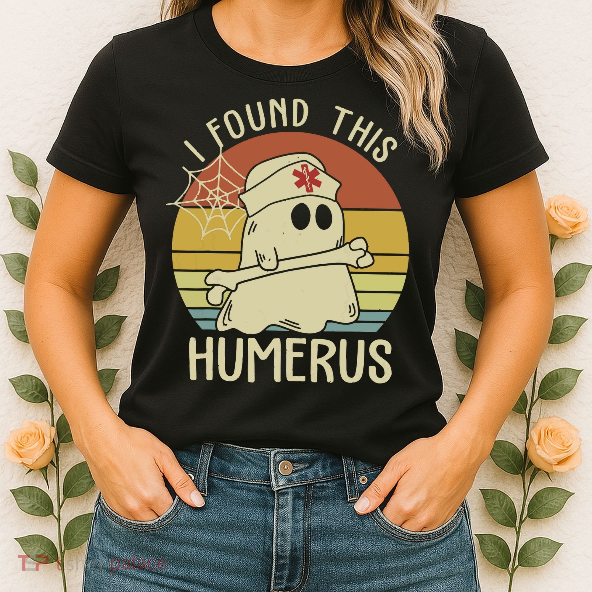 I Found This Humerus Halloween Nurse Nursing Ghost Humorous Women's T-Shirt