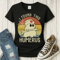 I Found This Humerus Halloween Nurse Nursing Ghost Humorous Women's T-Shirt thumb 3