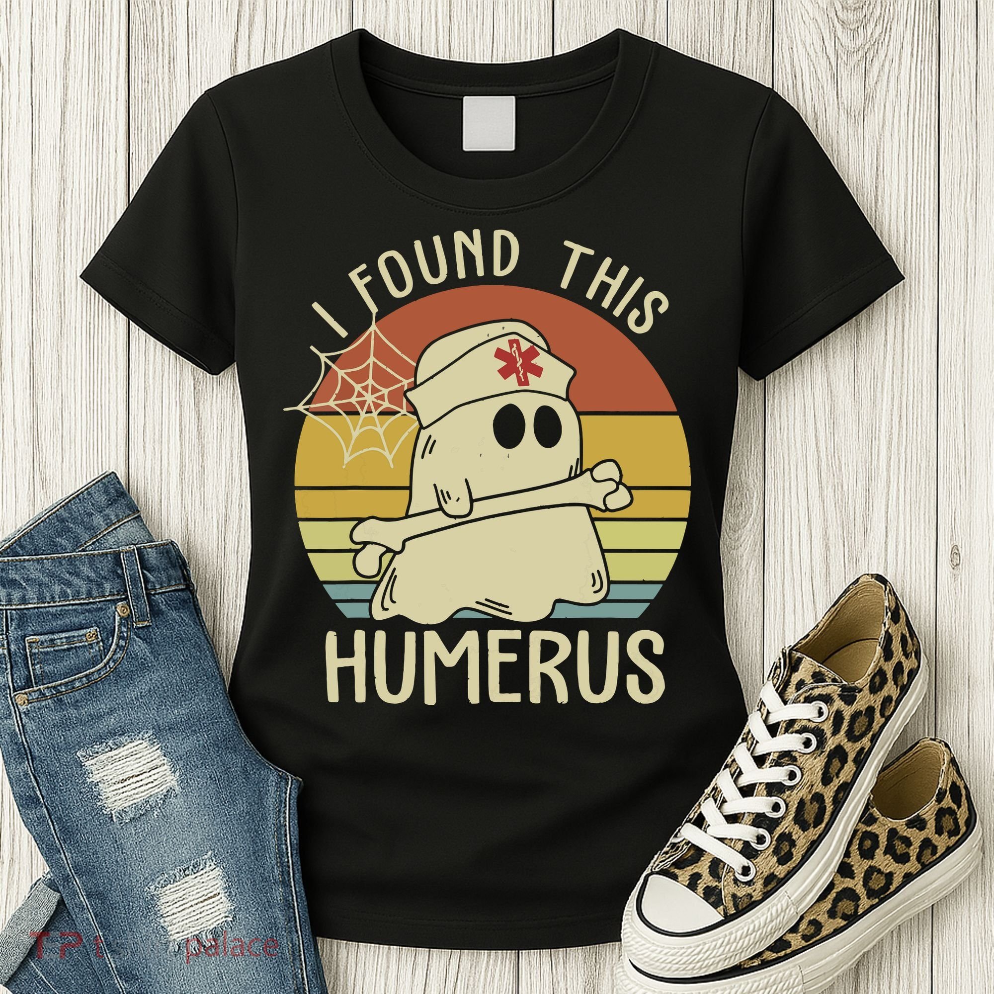 I Found This Humerus Halloween Nurse Nursing Ghost Humorous Women's T-Shirt