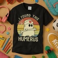 I Found This Humerus Halloween Nurse Nursing Ghost Humorous Kids T-Shirt thumb 3