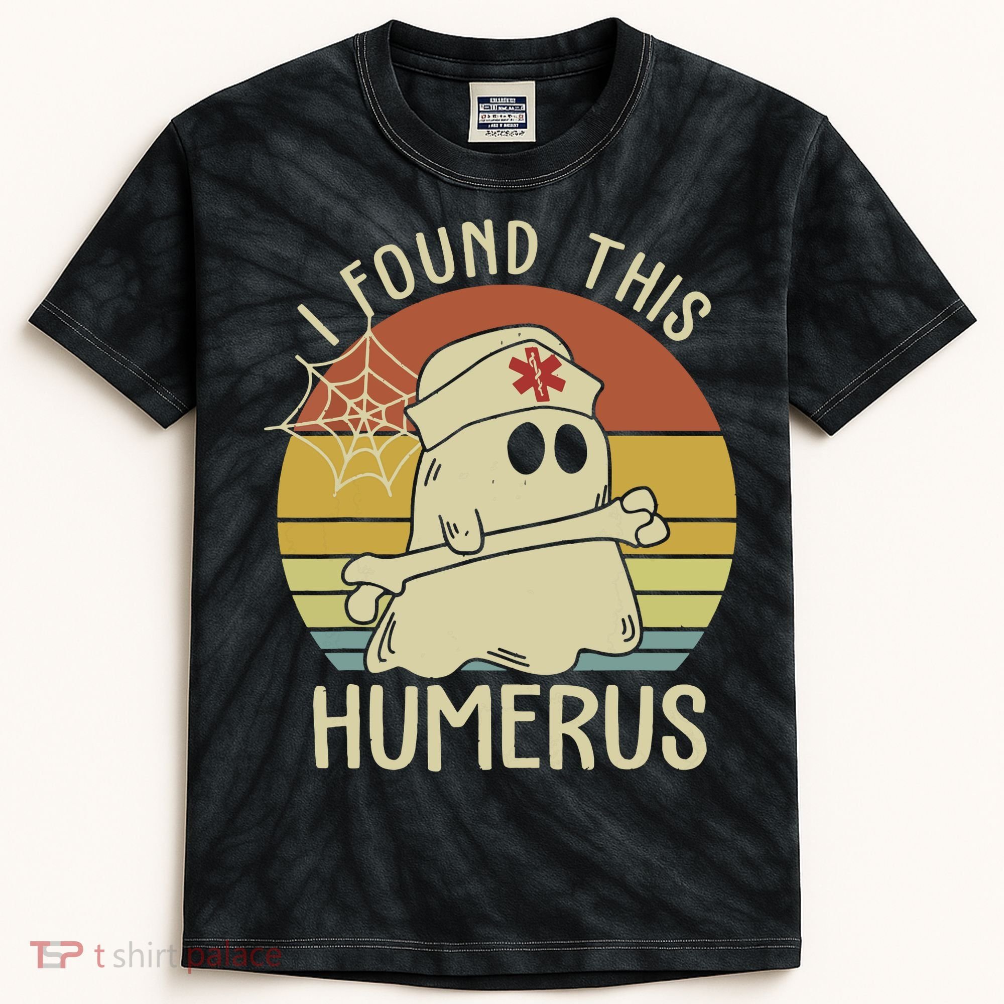 I Found This Humerus Halloween Nurse Nursing Ghost Humorous Kids Tie-Dye T-Shirt