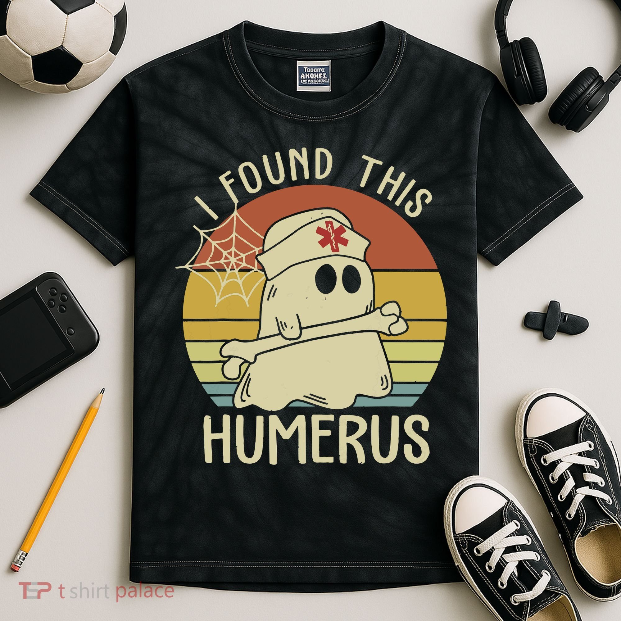 I Found This Humerus Halloween Nurse Nursing Ghost Humorous Kids Tie-Dye T-Shirt