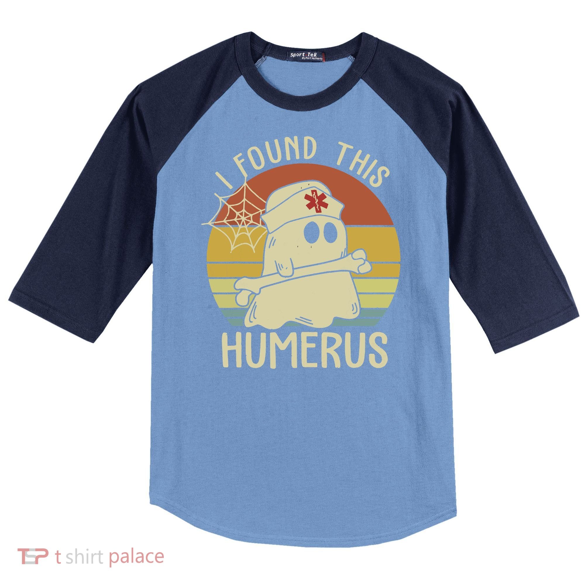 I Found This Humerus Halloween Nurse Nursing Ghost Humorous Raglan Baseball Sleeve Shirt