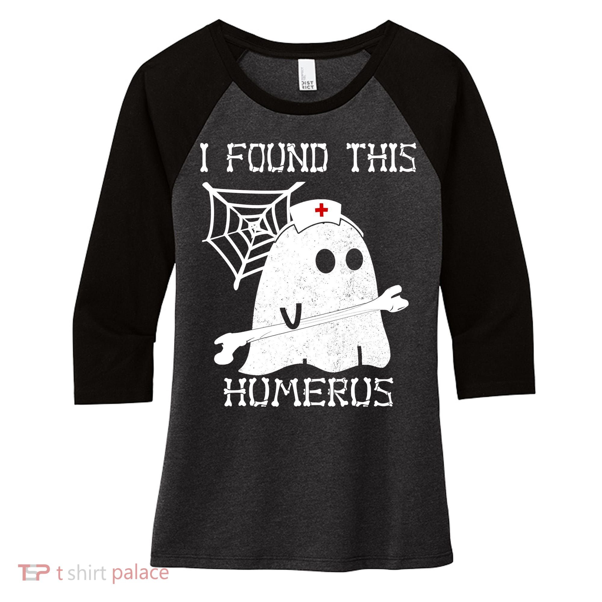 I Found This Humerus Women's Tri-Blend 3/4-Sleeve Raglan Shirt