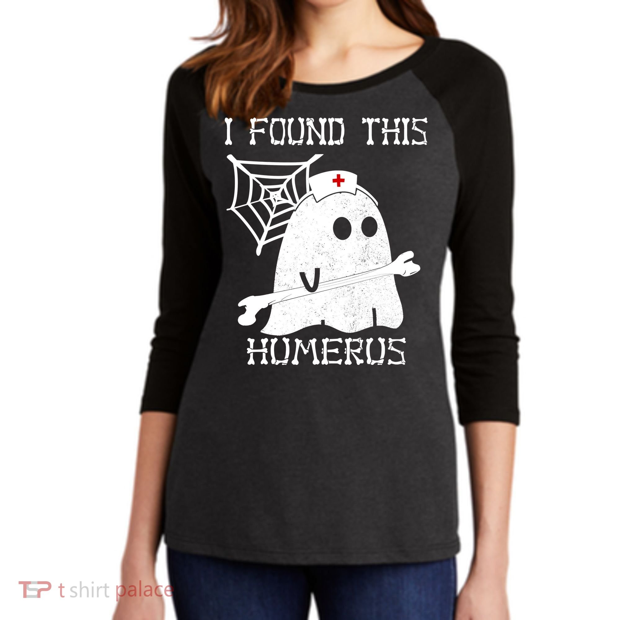I Found This Humerus Women's Tri-Blend 3/4-Sleeve Raglan Shirt