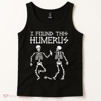 I Found This Humerus Funny Halloween Skeletons Tank Top thumb 2