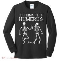 I Found This Humerus Funny Halloween Skeletons Kids Long Sleeve Shirt thumb 0