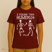 I Found This Humerus Funny Halloween Skeletons T-Shirt thumb 4