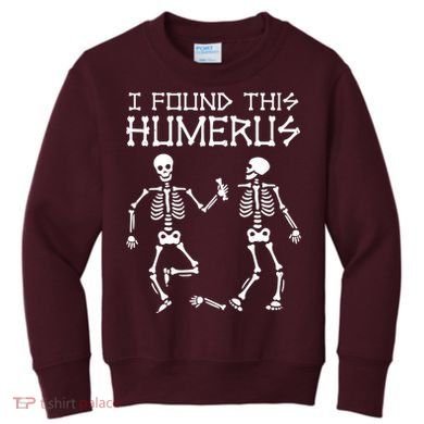 I Found This Humerus Funny Halloween Skeletons Kids Sweatshirt