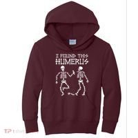 I Found This Humerus Funny Halloween Skeletons Kids Hoodie thumb 0