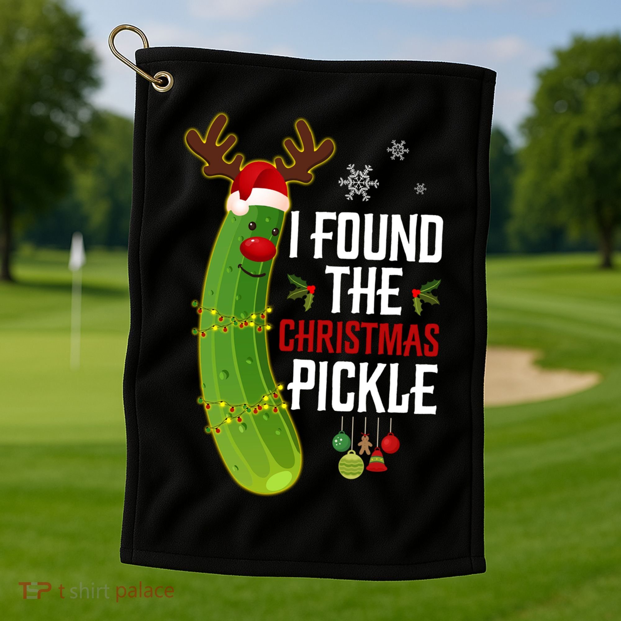 I Found The Christmas Pickle Gift Golf Towel