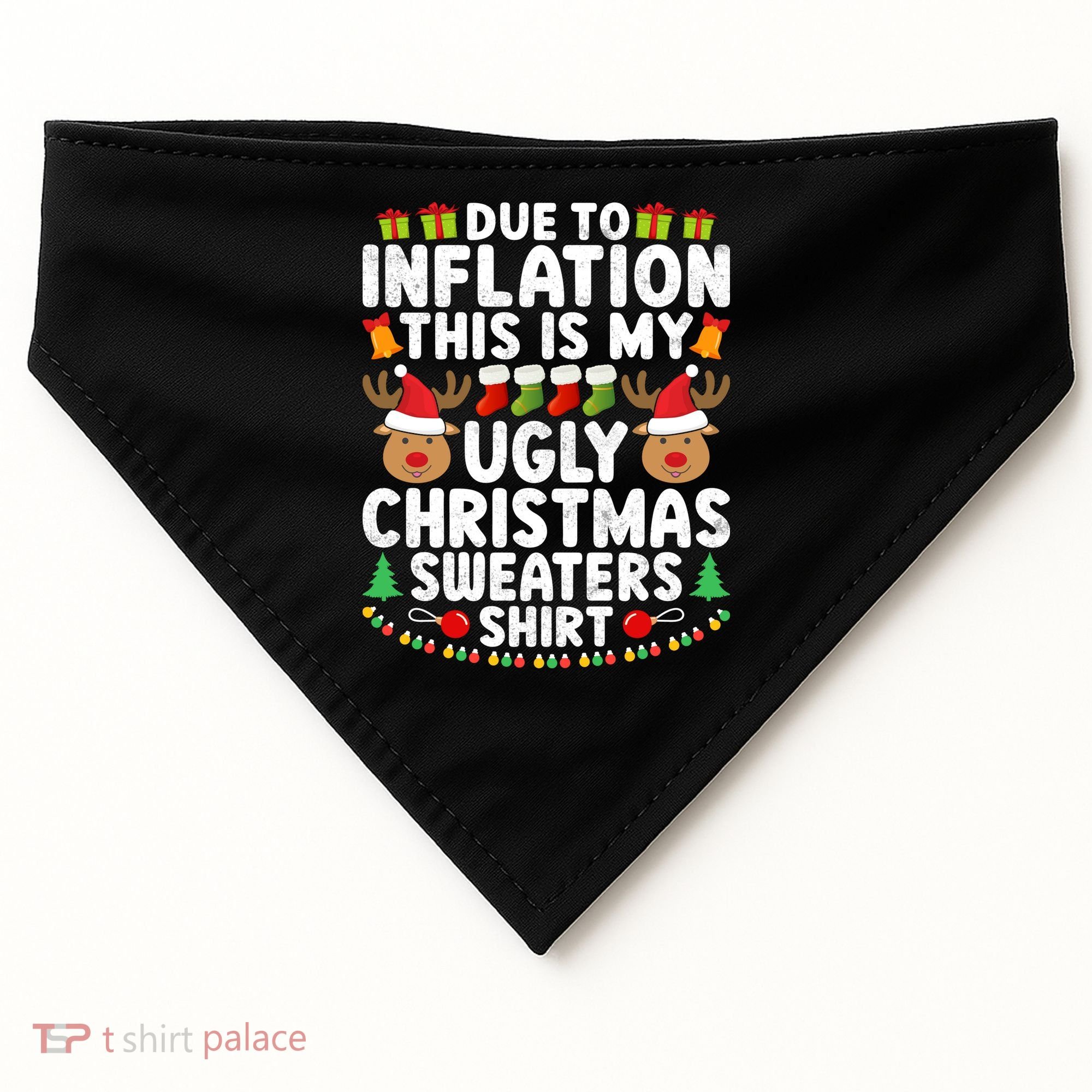 Inflation Fun Ugly Christmas Sweater USA-Made Doggie Bandana