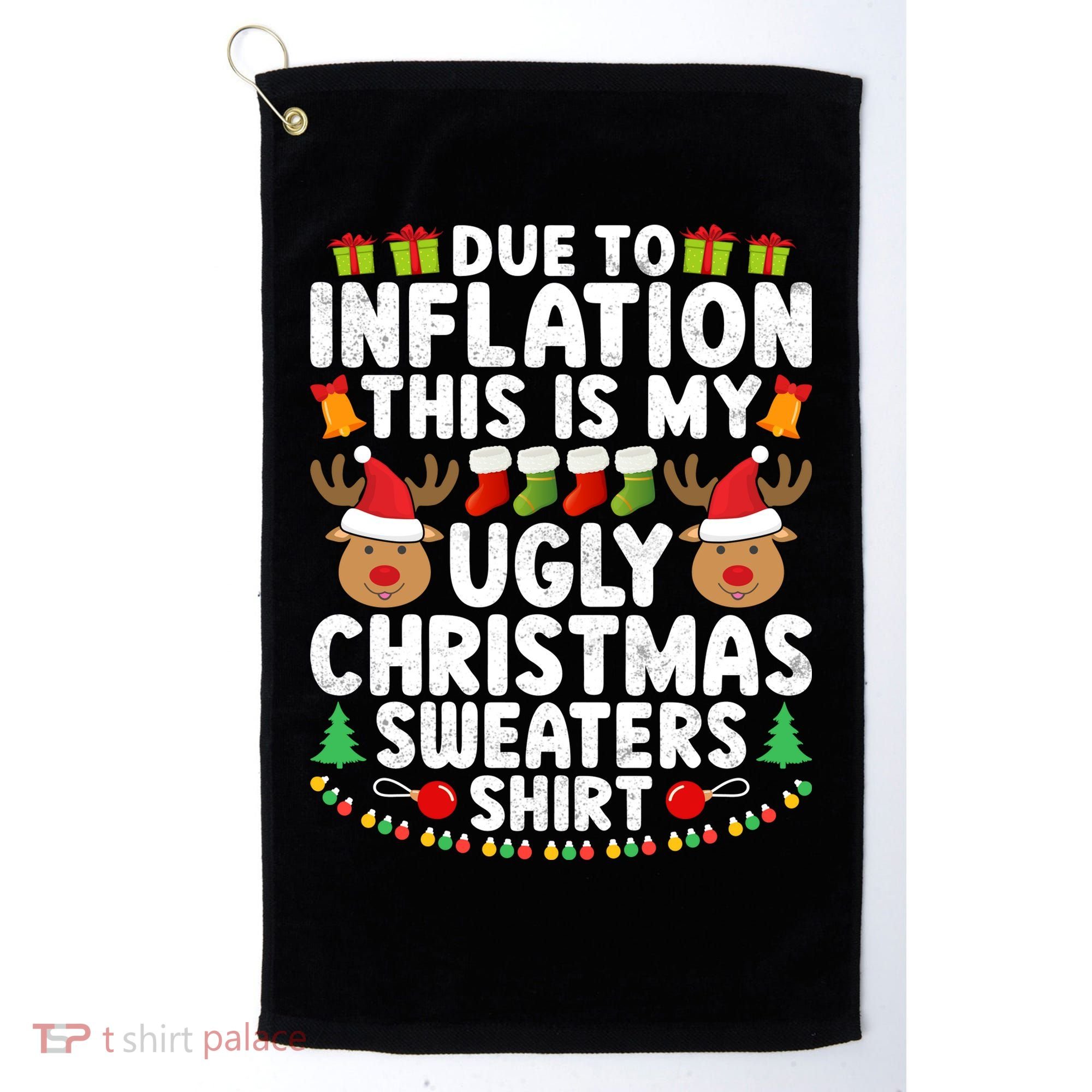 Inflation Fun Ugly Christmas Sweater Golf Towel