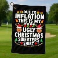 Inflation Fun Ugly Christmas Sweater Golf Towel thumb 1