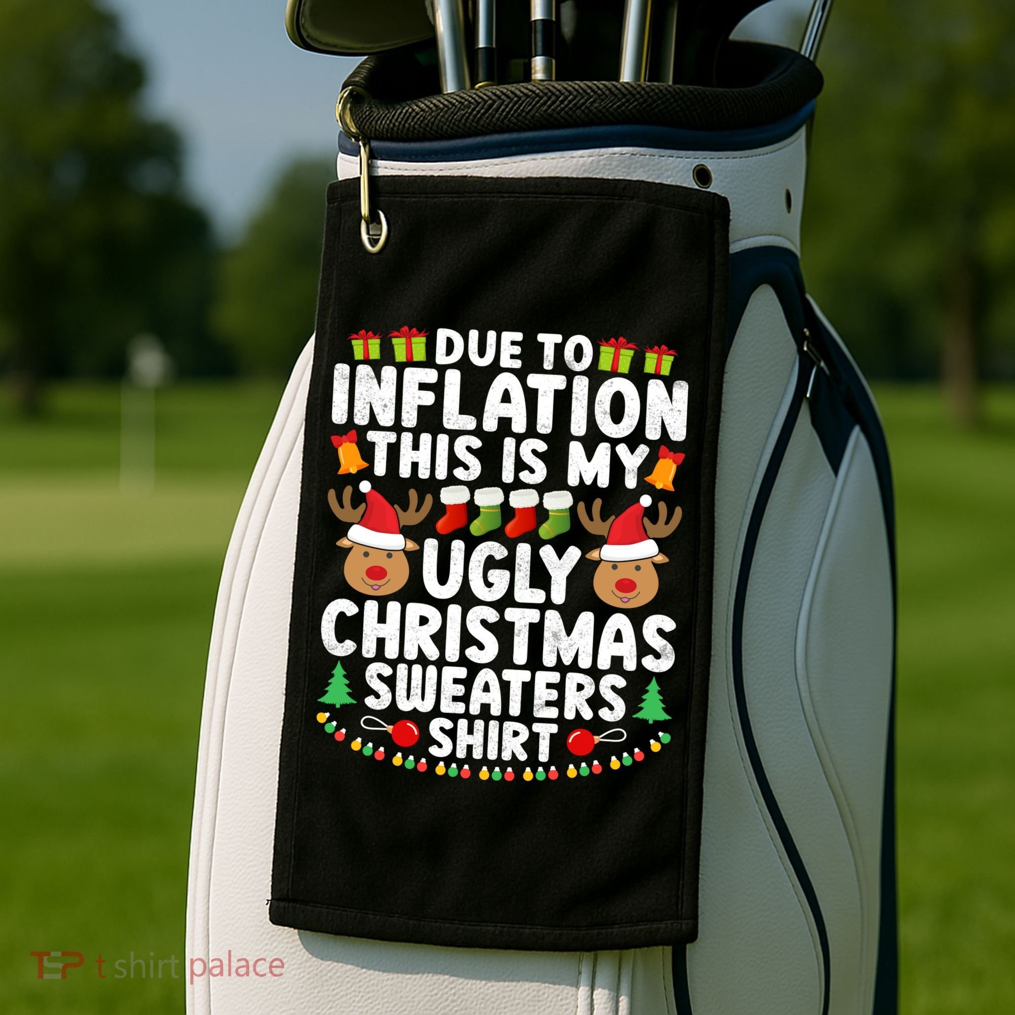 Inflation Fun Ugly Christmas Sweater Golf Towel