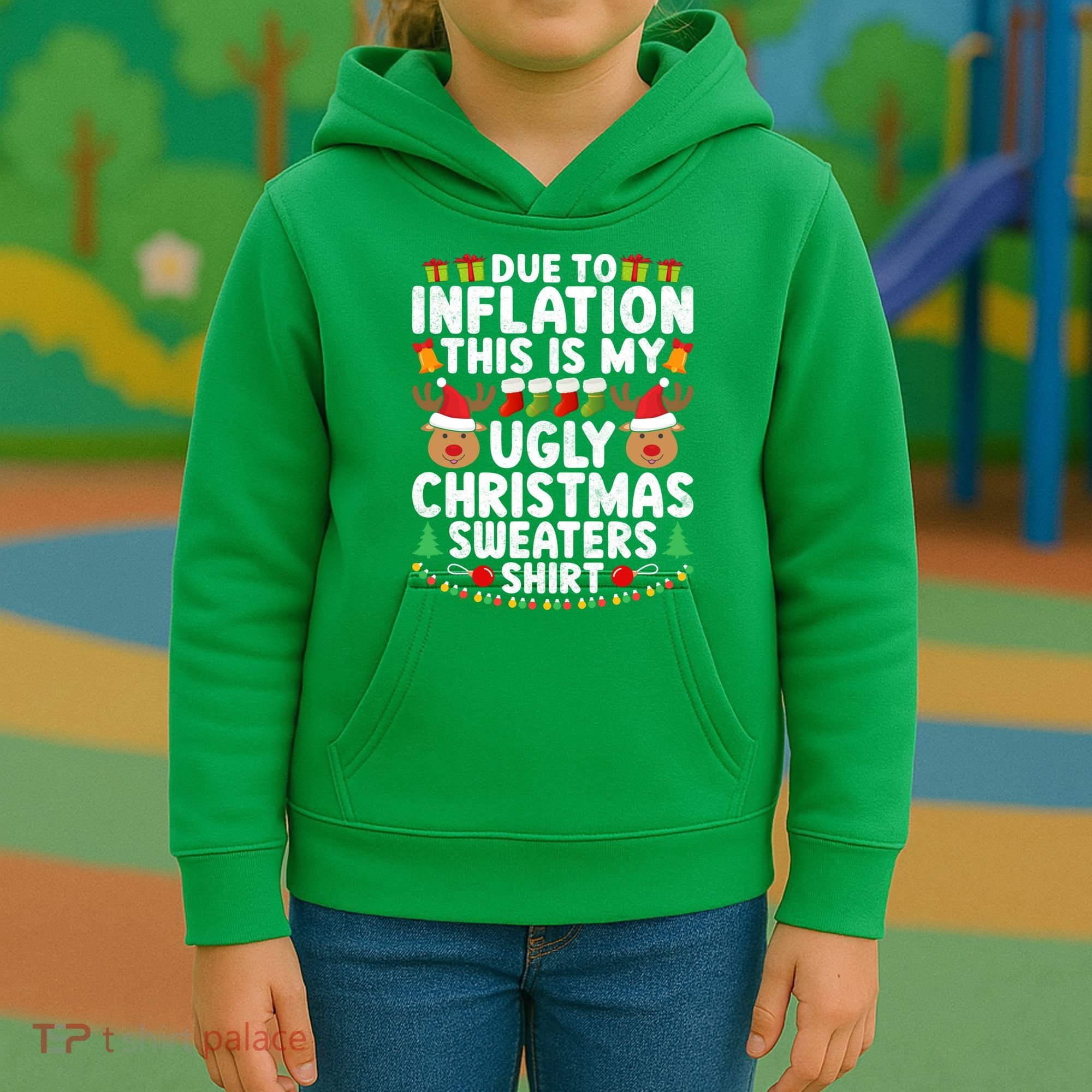 Inflation Fun Ugly Christmas Sweater Kids Hoodie