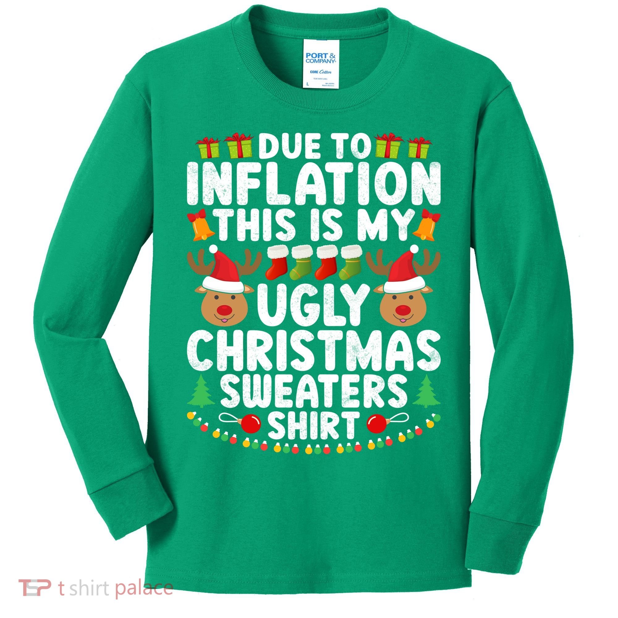 Inflation Fun Ugly Christmas Sweater Kids Long Sleeve Shirt