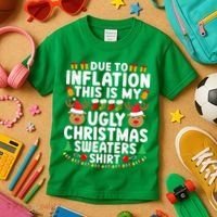 Inflation Fun Ugly Christmas Sweater Kids T-Shirt thumb 3