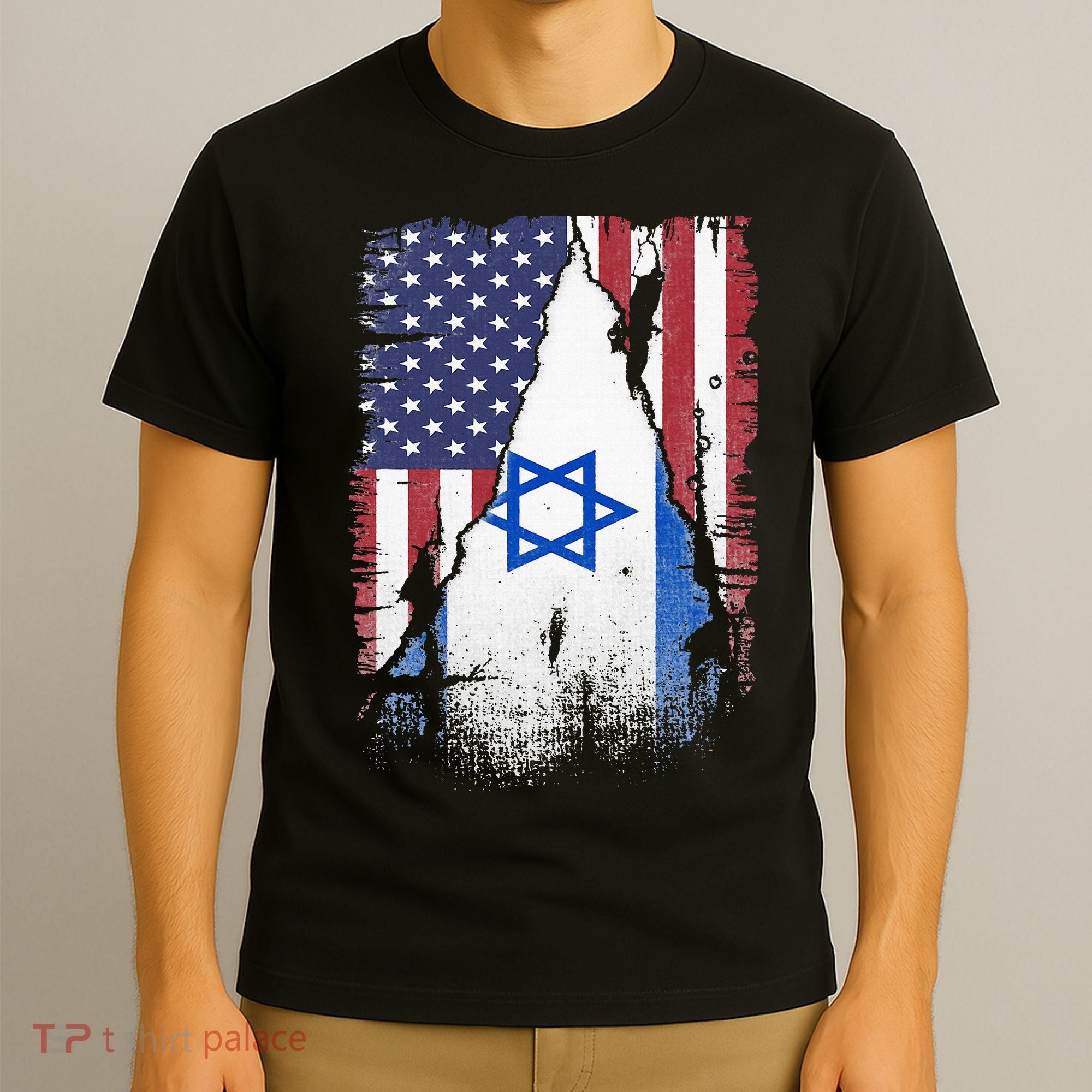 Israeli Flag Vintage Israel USA Flag T-Shirt