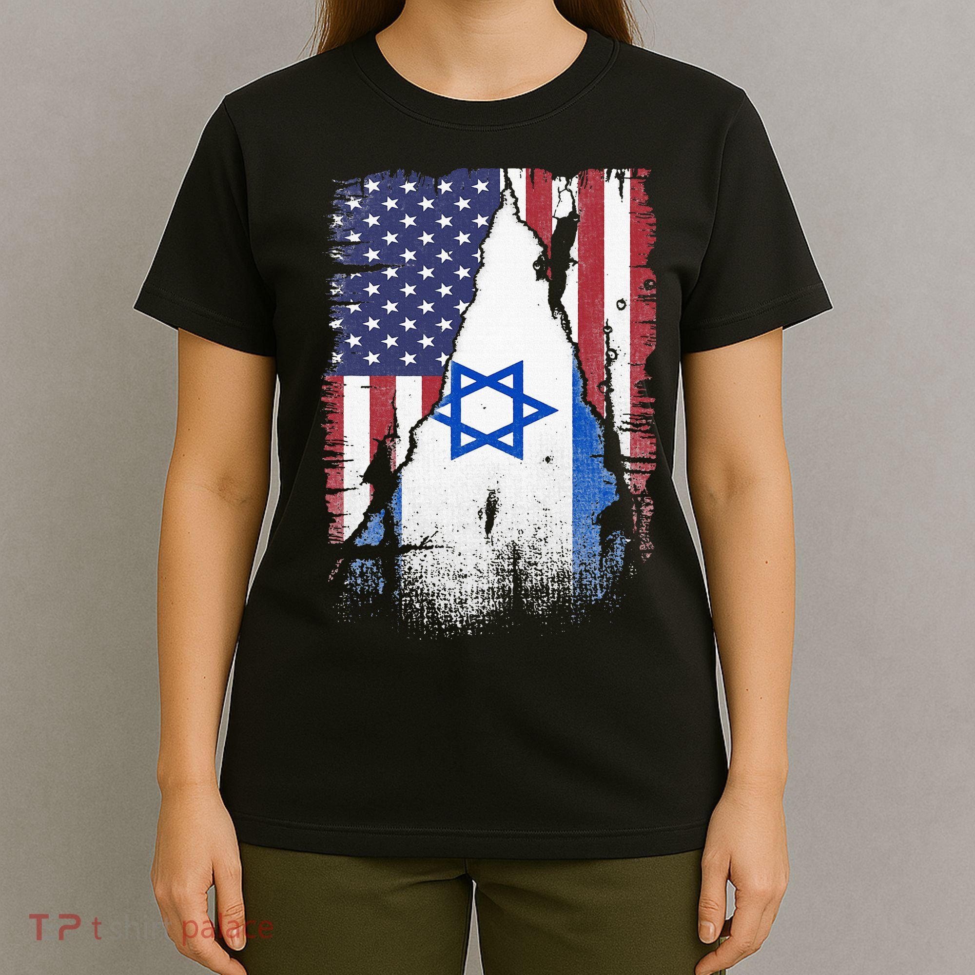 Israeli Flag Vintage Israel USA Flag T-Shirt