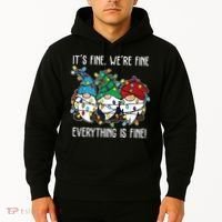 Its Fine Were Fine Everything Is Fine Gnome Funny Christmas Hoodie thumb 2