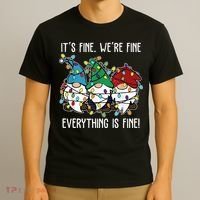 Its Fine Were Fine Everything Is Fine Gnome Funny Christmas T-Shirt thumb 3