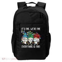 Its Fine Were Fine Everything Is Fine Gnome Funny Christmas Backpack thumb 0