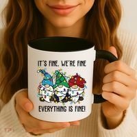 Its Fine Were Fine Everything Is Fine Gnome Funny Christmas Coffee Mug thumb 3