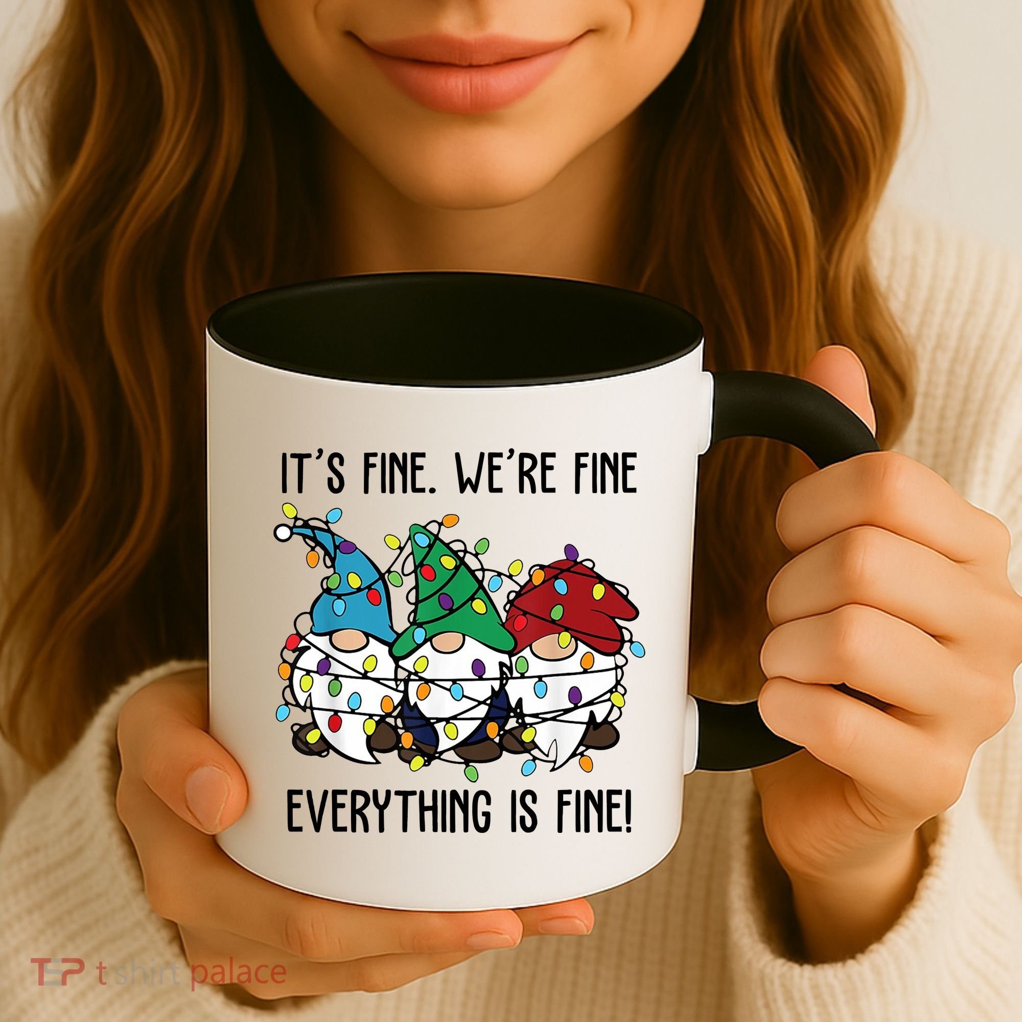 Its Fine Were Fine Everything Is Fine Gnome Funny Christmas Coffee Mug