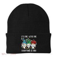 Its Fine Were Fine Everything Is Fine Gnome Funny Christmas Beanie thumb 0