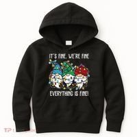 Its Fine Were Fine Everything Is Fine Gnome Funny Christmas Kids Hoodie thumb 0