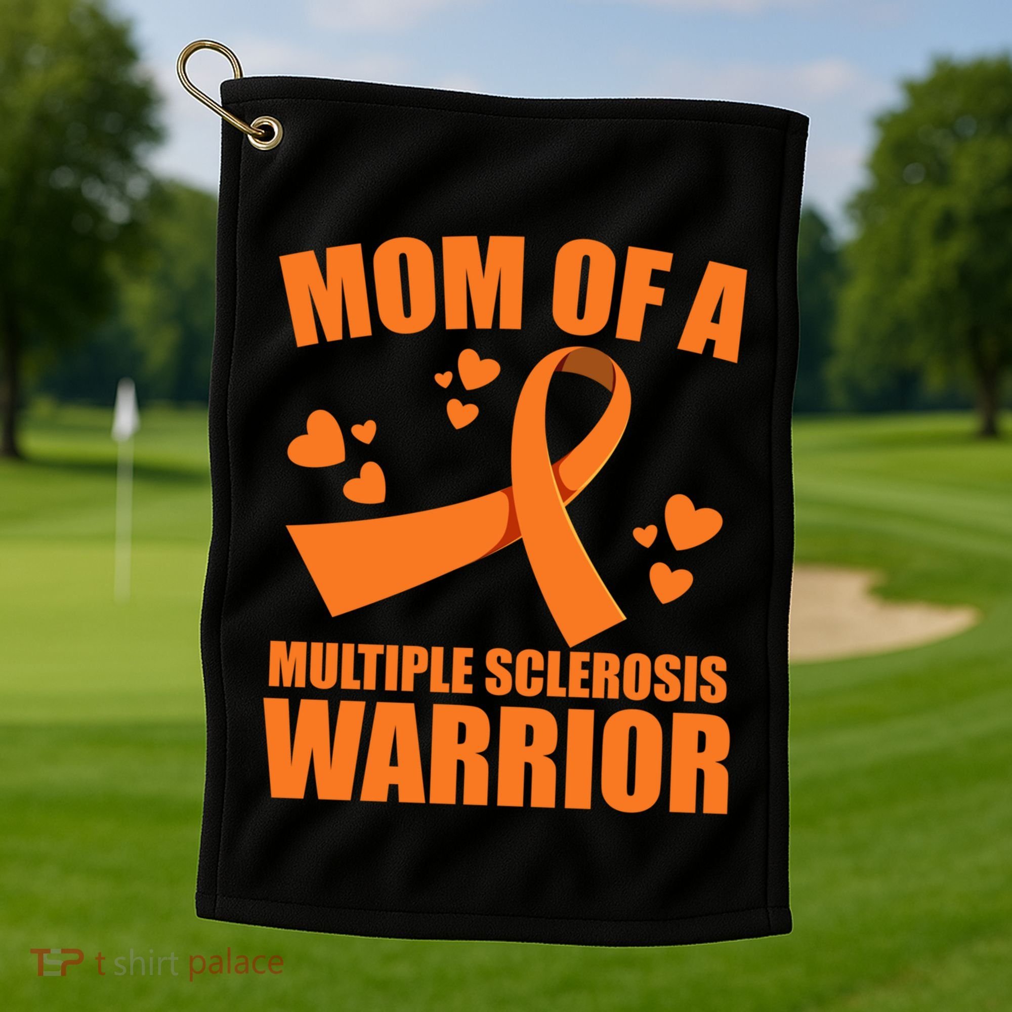 In February We Wear Orange Multiple Sclerosis Awareness Funny Gift Golf Towel