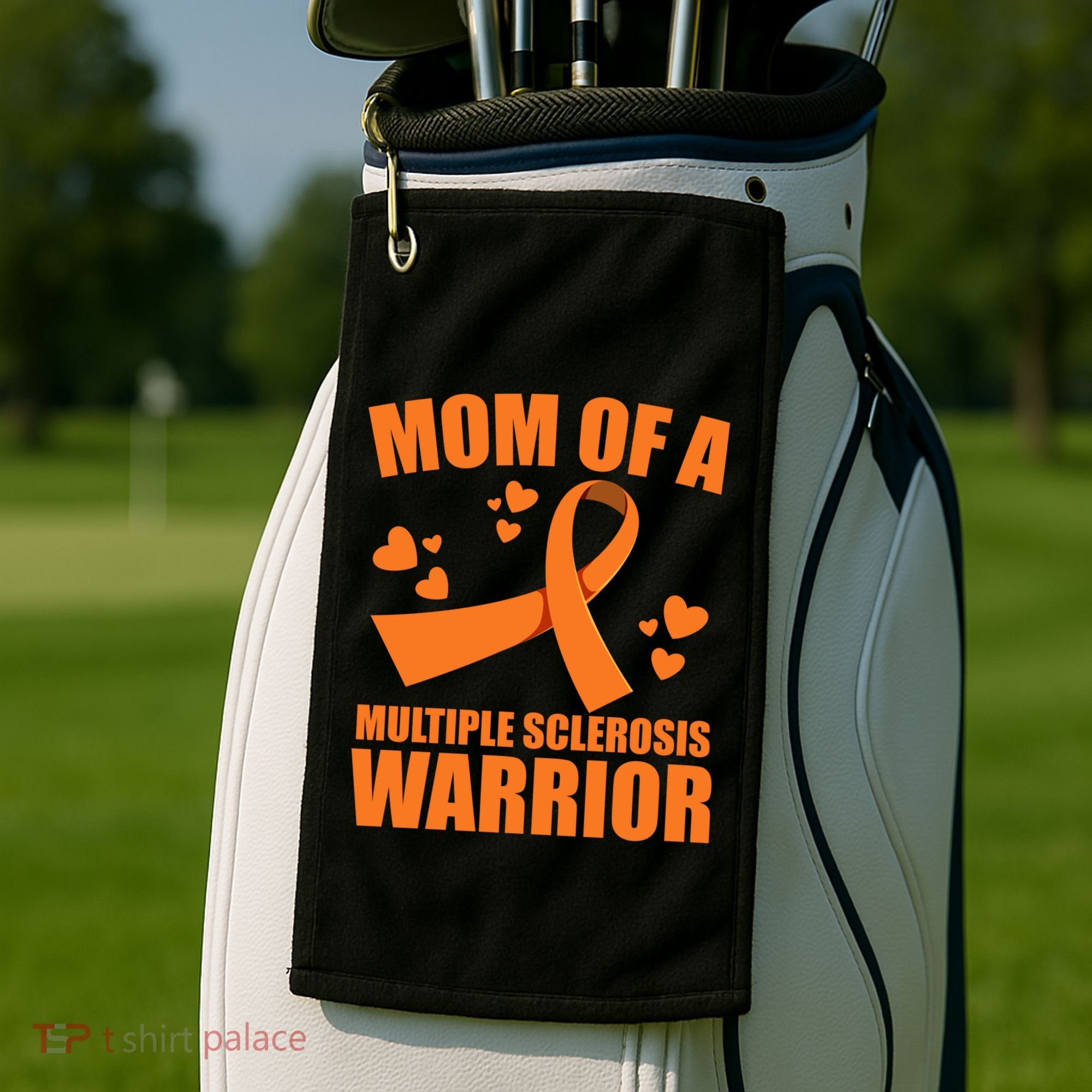 In February We Wear Orange Multiple Sclerosis Awareness Funny Gift Golf Towel