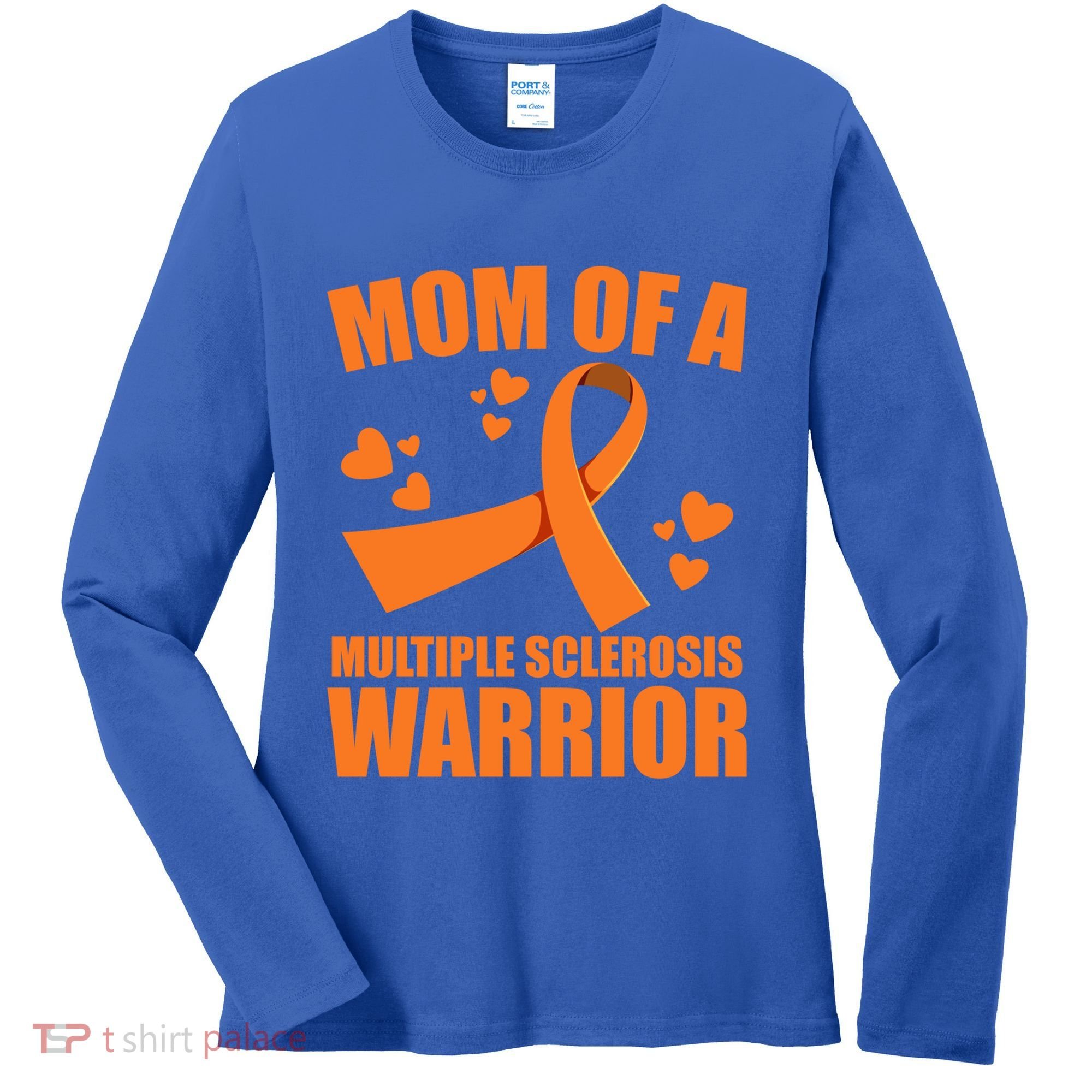 In February We Wear Orange Multiple Sclerosis Awareness Funny Gift Women's Long Sleeve Shirt