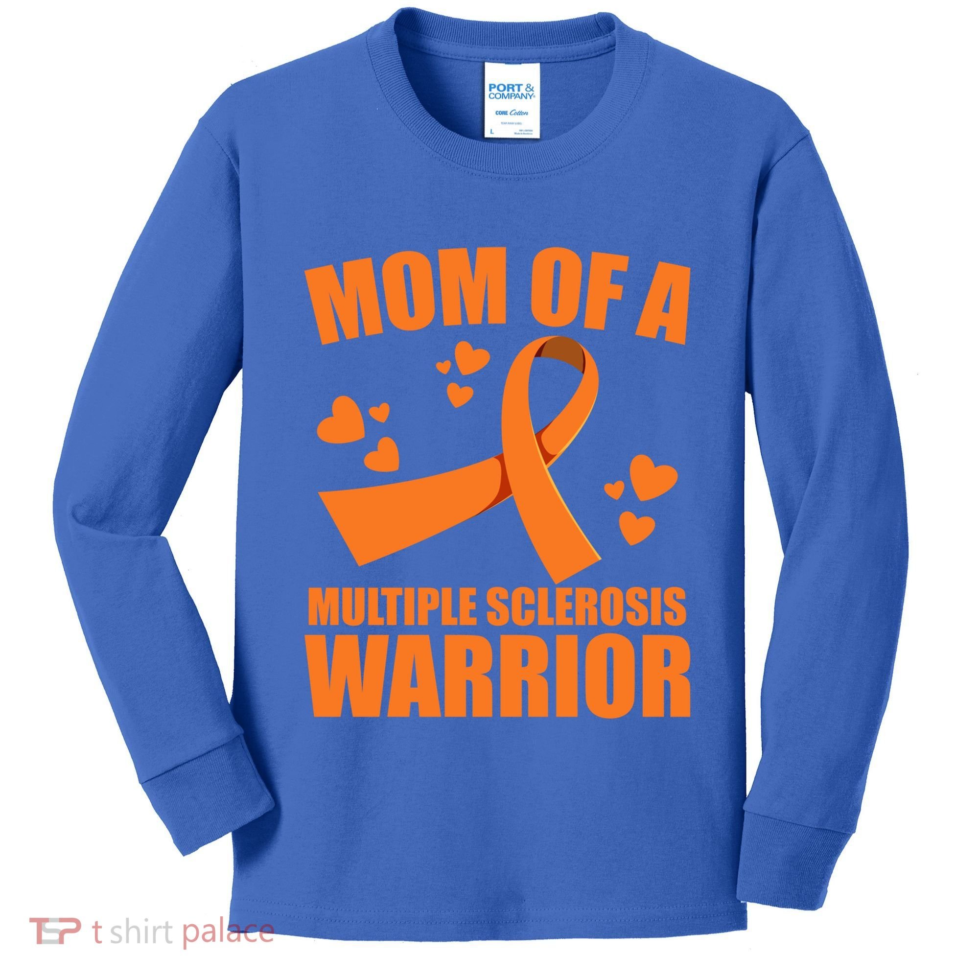 In February We Wear Orange Multiple Sclerosis Awareness Funny Gift Kids Long Sleeve Shirt