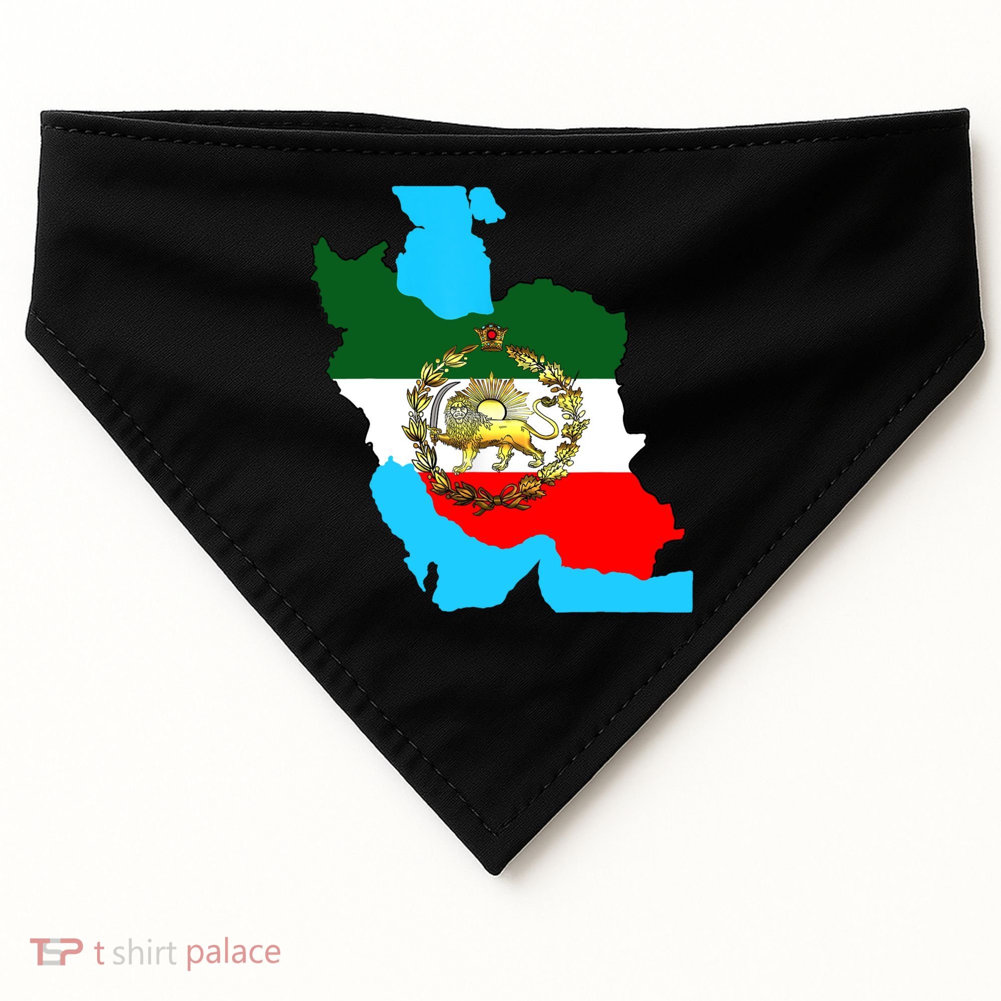 Iran Flag With A Golden Lion USA-Made Doggie Bandana