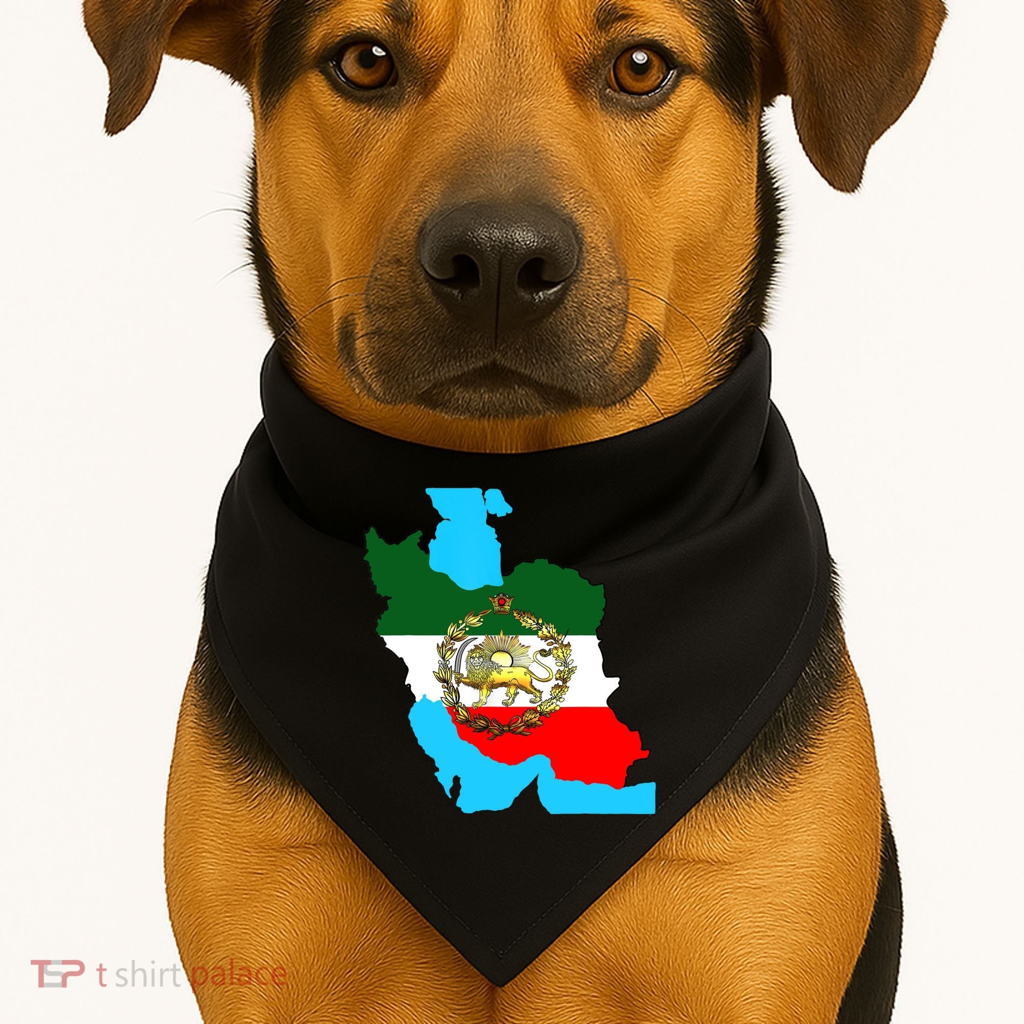 Iran Flag With A Golden Lion USA-Made Doggie Bandana
