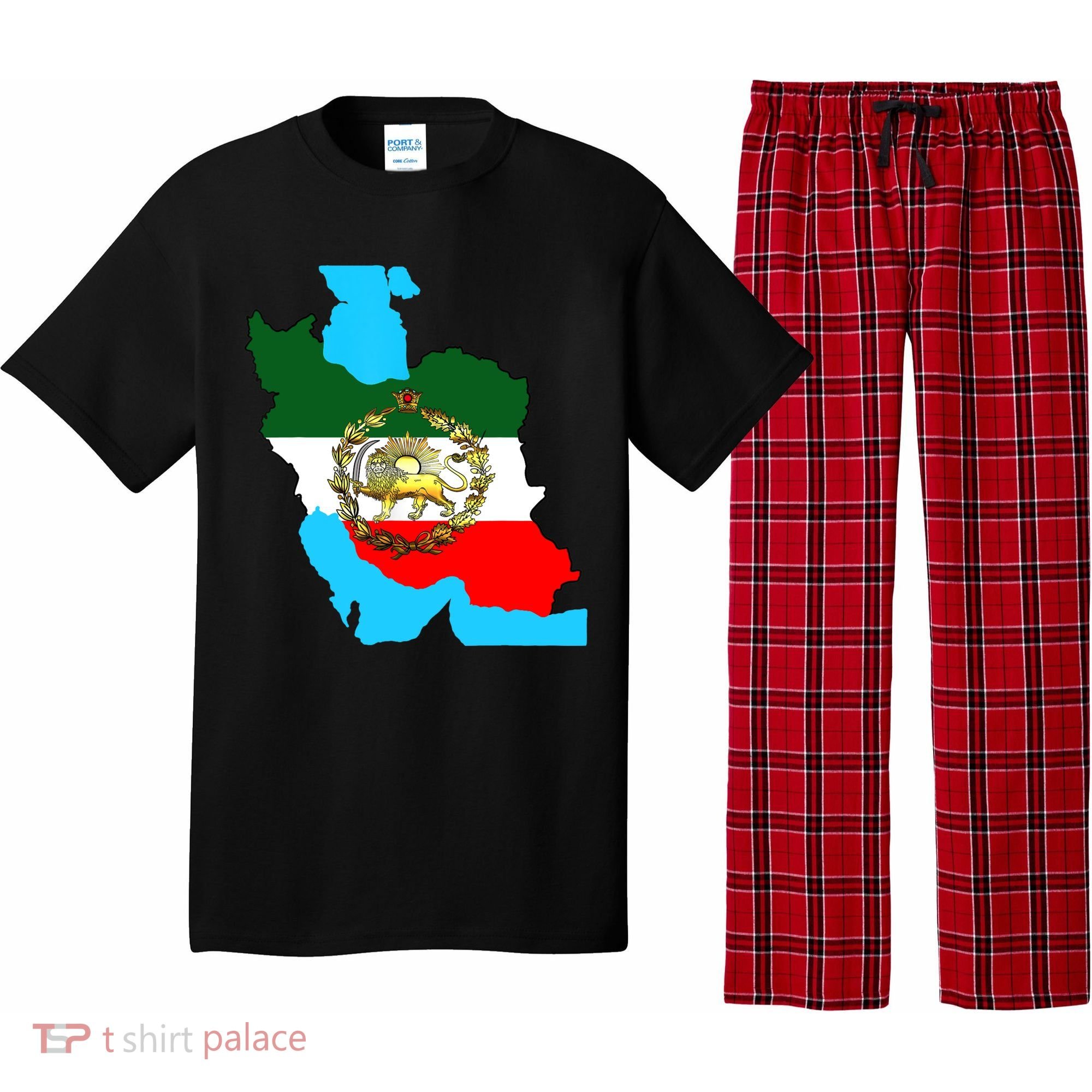 Iran Flag With A Golden Lion Pajama Set