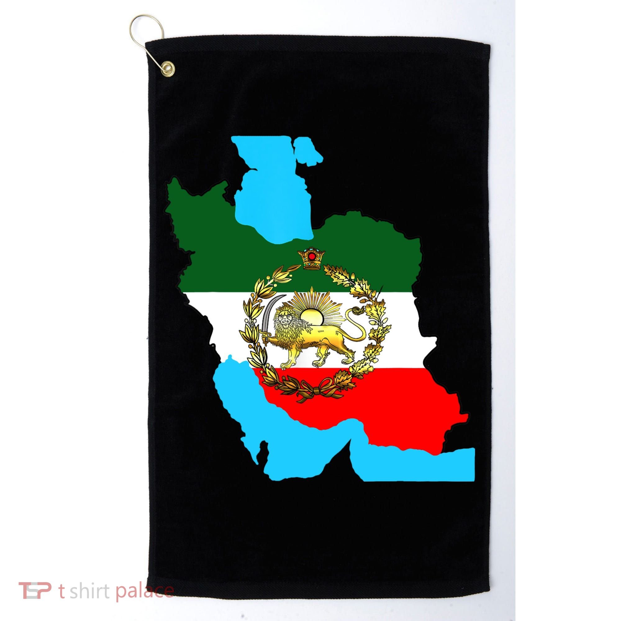 Iran Flag With A Golden Lion Golf Towel