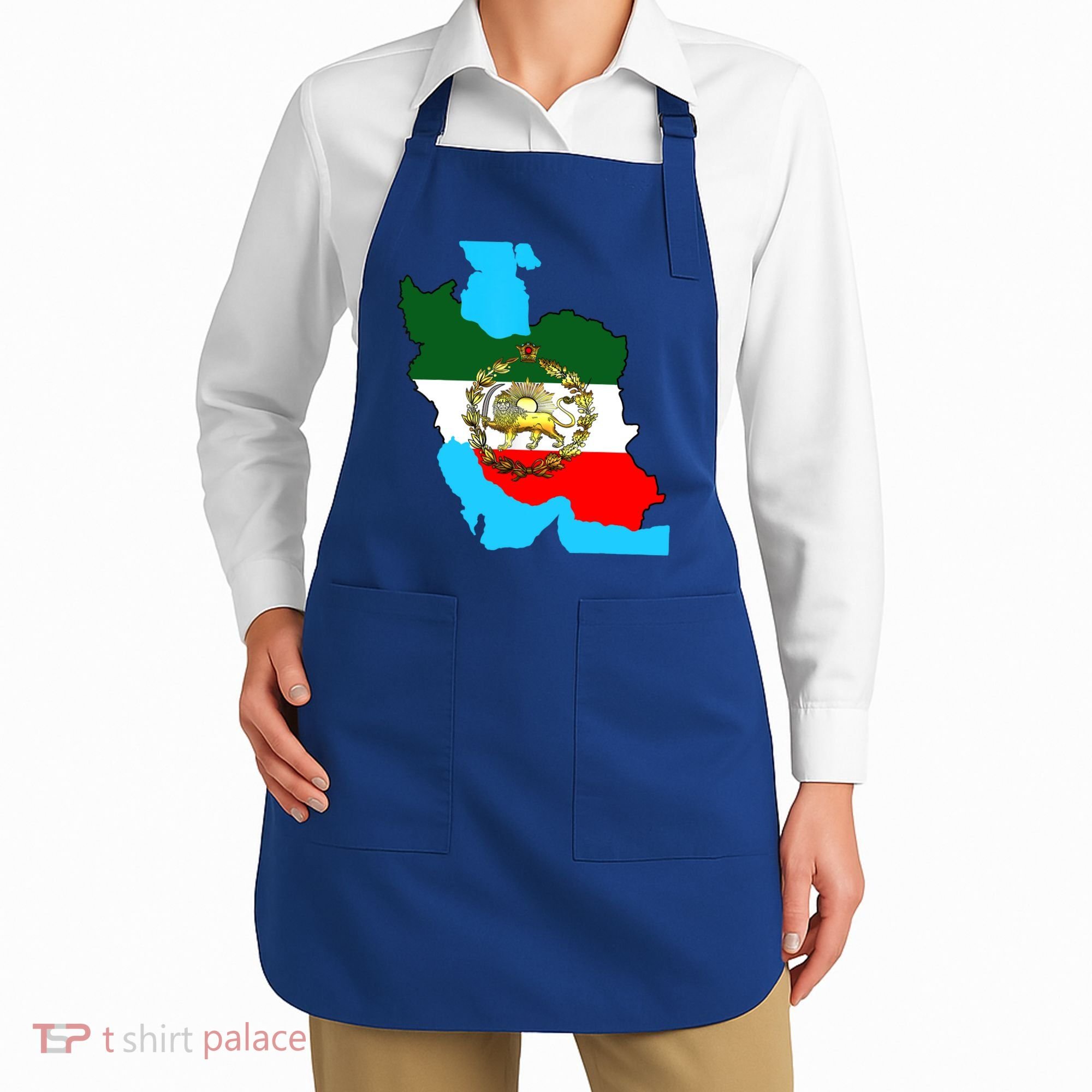 Iran Flag With A Golden Lion Apron
