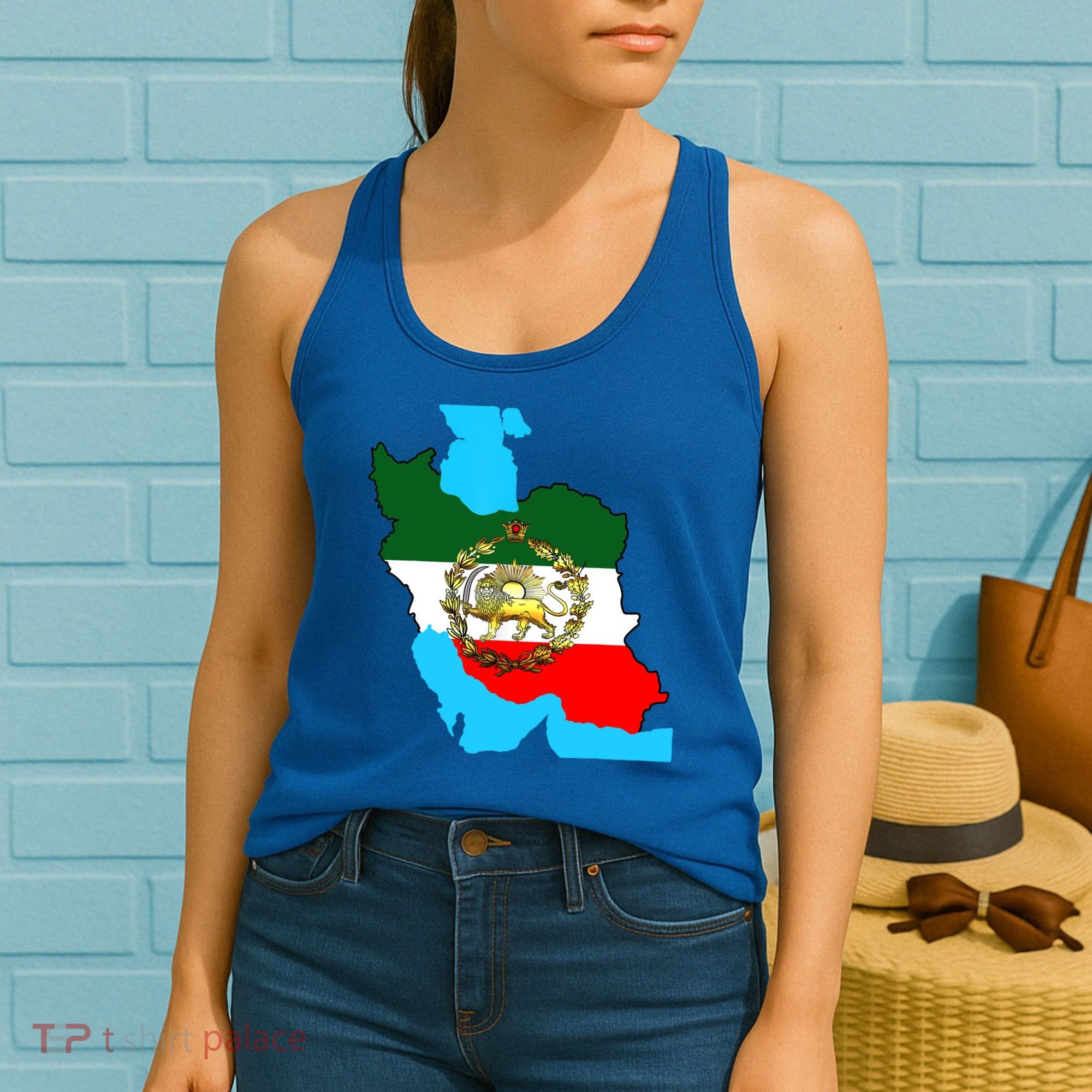 Iran Flag With A Golden Lion Women's Tank Top